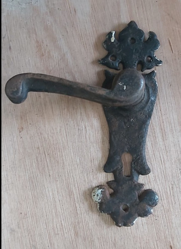 Rustic iron lever door handle - iron,