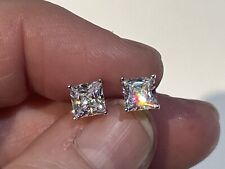 QVC Rhodium Plated 925 Sterling Silver Square Shaped Stud Earrings