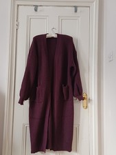 Aurora Atelier Burgundy Long Coatigan Cardi Long Jacket Uk 16 EU 44
