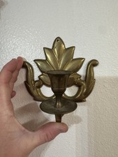 French Provincial Rococo Candelabra Wall Sconce Brass Candle Holder