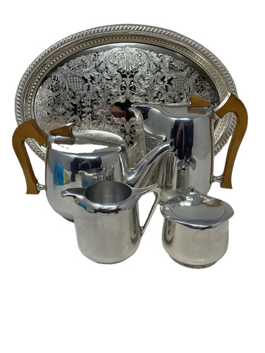 Tea set picquot ware silver - picquot,