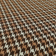 Hounds Tooth Traditional Pattern Brown Orange Durable Upholstery Curtains Fabric