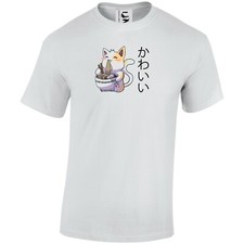 Cat eating noodles anime