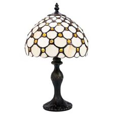 Traditional Amber Stained Glass Tiffany Table Lamp with Multiple Circular Bea...