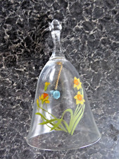 Vintage Avon Crystal Bell 24% Full Lead~ March Aqua Marine, Floral Themed 6" W/b