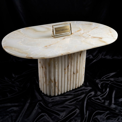 Luxury white onyx oval - white, coffee