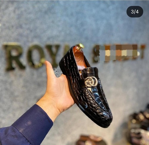 Handmade men black crocodile