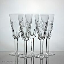 Set of five Waterford Crystal Ashling pattern champagne glasses