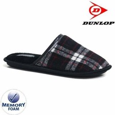 DUNLOP MENS SLIPPERS NEW WINTER WARM FUR COSY LUXURY INDOOR SLIP ON SHOES SIZE