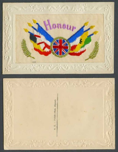 Ww1 silk embroidered - embroidered, old