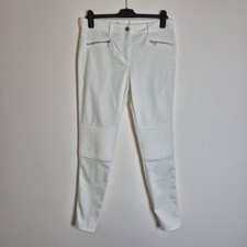 White Size 12 White Moto Style Skinny Jeans Zip Pockets
