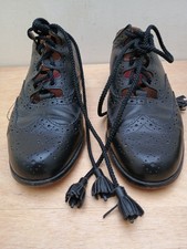 Keltic Vintage Kilt Shoes Black Leather Gaelic Ghillie Brogues Scottish Uk 8.5