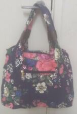 Denim floral print multi-purpose large capacity shopper and travel bag