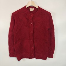 Geistex Geist & Geist NY 50's Red Wool Cardigan Medium Knit Marilyn Monroe VGC