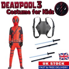 Deadpool Costume Cosplay Kids Bodysuit Boys Children's Day Fancy Dress Party UK~
