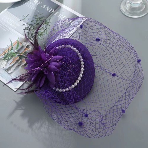 Vintage wedding veil hat pearl - hat,