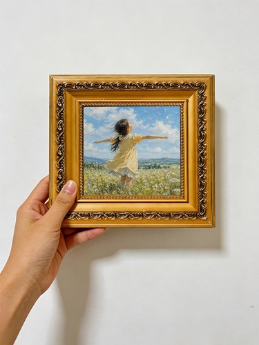 Girl open arms wildflower oil - open,