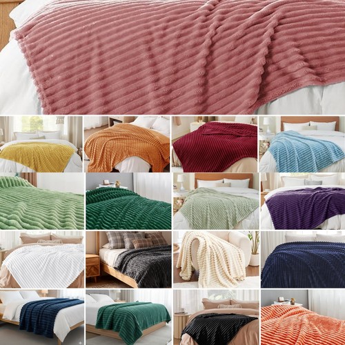 Ribbed soft fleece throws - fleece,