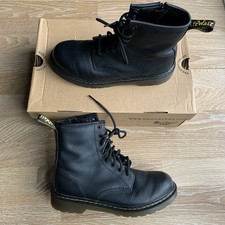 Dr. Martens Serena 1460 Ankle Boots Black Leather Faux Fur Lined Size 6 UK