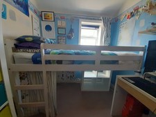 Panama Mid Cabin Bed Sleeper and 4 Cube Kallax Unit Used Good Condition