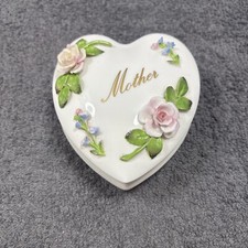 Mothers Day Heart Shaped Trinket box Coalport 1977  Flowers have Lovely detail