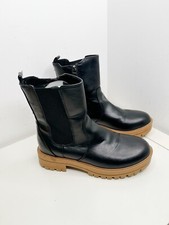 Next Black Faux Leather Size 5  Chunky Heel Ankle Boots