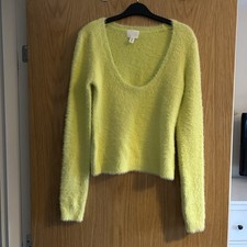 H&M SIZE SMALL 8 - 10 BRIGHT YELLOW SCOOP NECK JUMPER BNWOT
