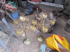 Vintage, stylish brass candelbra pair 30" tall