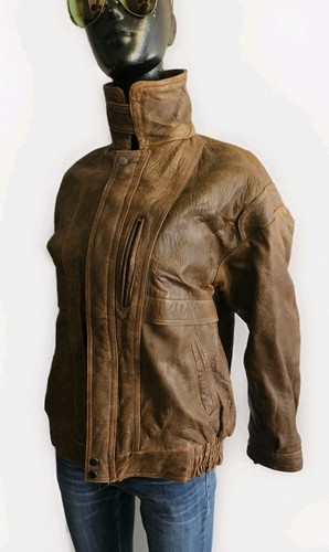 Vintage brown leather - brown, jacket