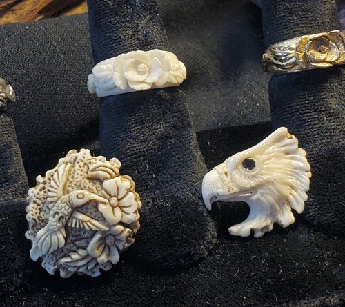 Hummingbird carved antler - hummingbird,
