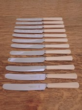 Pristine Vintage Set 12 Faux Bone Handle TEA BUTTER KNIVES Rawson Bros Sheffield