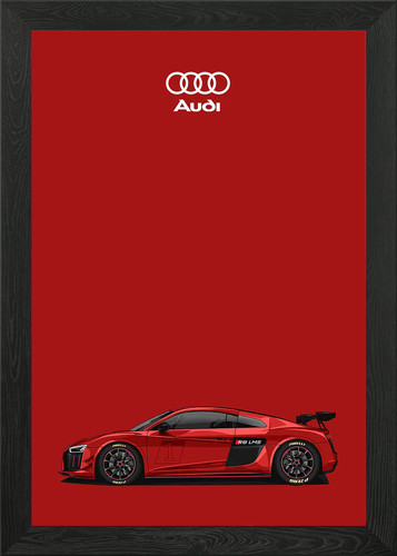 Audi red framed wall art - wall,