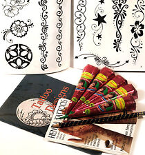 HENNA LARGE TATTOO KIT, 10 PAGE DESIGN BOOKLET *natural henna* tr
