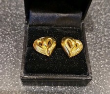 Christian Dior Puffy Heart Earrings Gold Tone