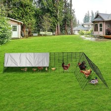 Metal Chicken Tunnels Yard Outoor Chicken Coop, Rabbit Duck Hen Cage with Cover