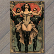 POSTCARD Burlesque Dancer Held