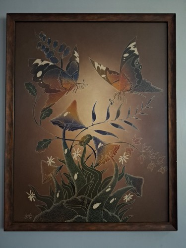 Large framed batik butterfly - framed,
