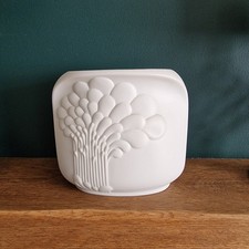 Vintage Kaiser White Bisque Porcelain Relief Floral Vase Signed M FREY