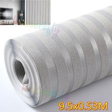 Silver Grey Wallpaper for Living Room Metallic Vertical Stripes Wall Paper Decor
