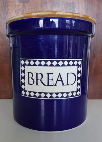 Vintage glazed bread crock - vintage,