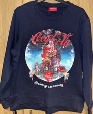 Coca Cola Christmas Jumper Sweatshirt Holidays Are Coming Santa Xmas Sz 12 Coke