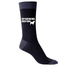 Keep Calm & Walk Norfolk Terrier Men's Novelty Socks Black Dog Lovers Gift  