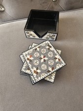 Elegant Egyptian Handcrafted Mosaic Coasters: Mother of Pearl 6 Coaster. 