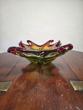 Vintage Murano Italian Art Glass Cased Sommerso Multicoloured UV Sensitive Dish 