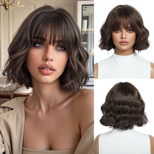 Oufei dark brown short - dark, wavy