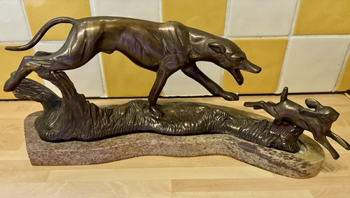 Large solid bronze lurcher - solid,