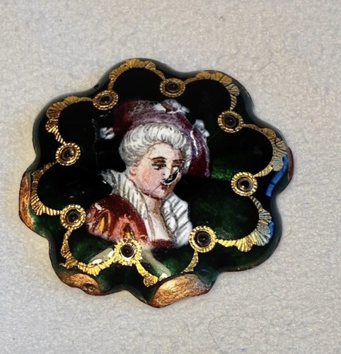 Vintage french enamel button - enamel,