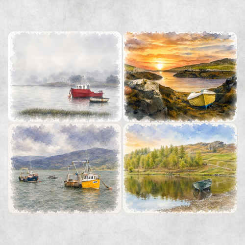 Coastal boats placemats set - placemats, of
