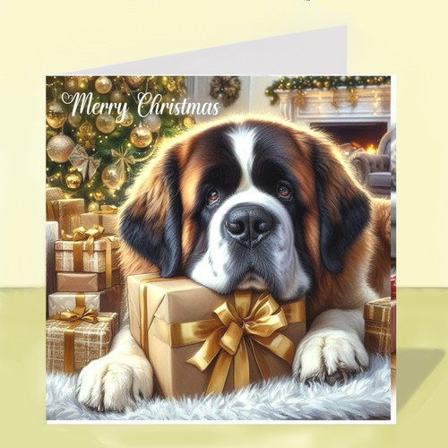 Bernard dog christmas card - st,