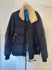 Hugo Boss Real Down Navy Blue Puffer Jacket with Cream Fluff Collar